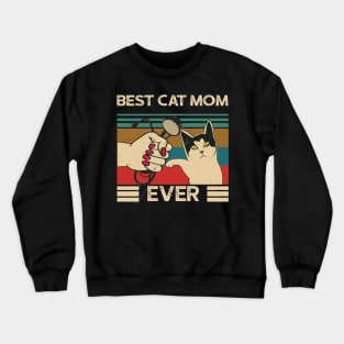 Vintage Best Cat Mom Ever CNA Nurse Mothers Gift Crewneck Sweatshirt